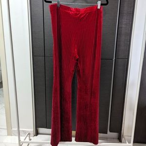 Divided Red Velvet Boot Cut Pants